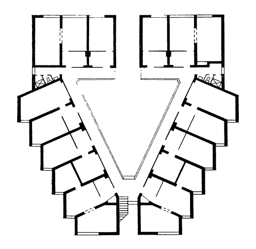 Секционный тип планировки многоэтажного жилого дома с внутренним двориком
