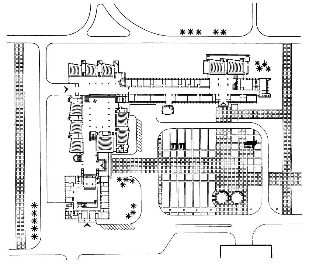 Бухарест. Политехнический институт. Архит. О. Дойческу. 1970 г. План центрального корпуса