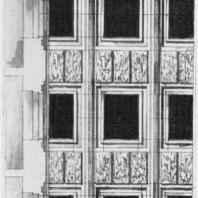 А.И. Гегелло. Эскиз фрагмента фасада к первому варианту проекта
