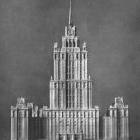 Главный фасад здания на Дорогомиловской набережной (первоначальный вариант)