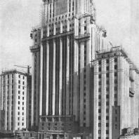 Высотное здание на Смоленской площади. Основной объем здания закончен облицовкой