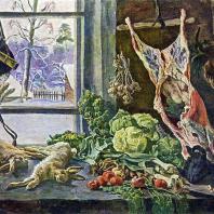 П.П. Кончаловский. Натюрморт. Мясо, дичь и овощи у окна. 1937 г. Москва, Третьяковская галерея