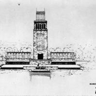 Бухенвальд. Эскиз Башни Освобождения с колонадой. 1954 г. Автор: "Коллектив Бухенвальд"